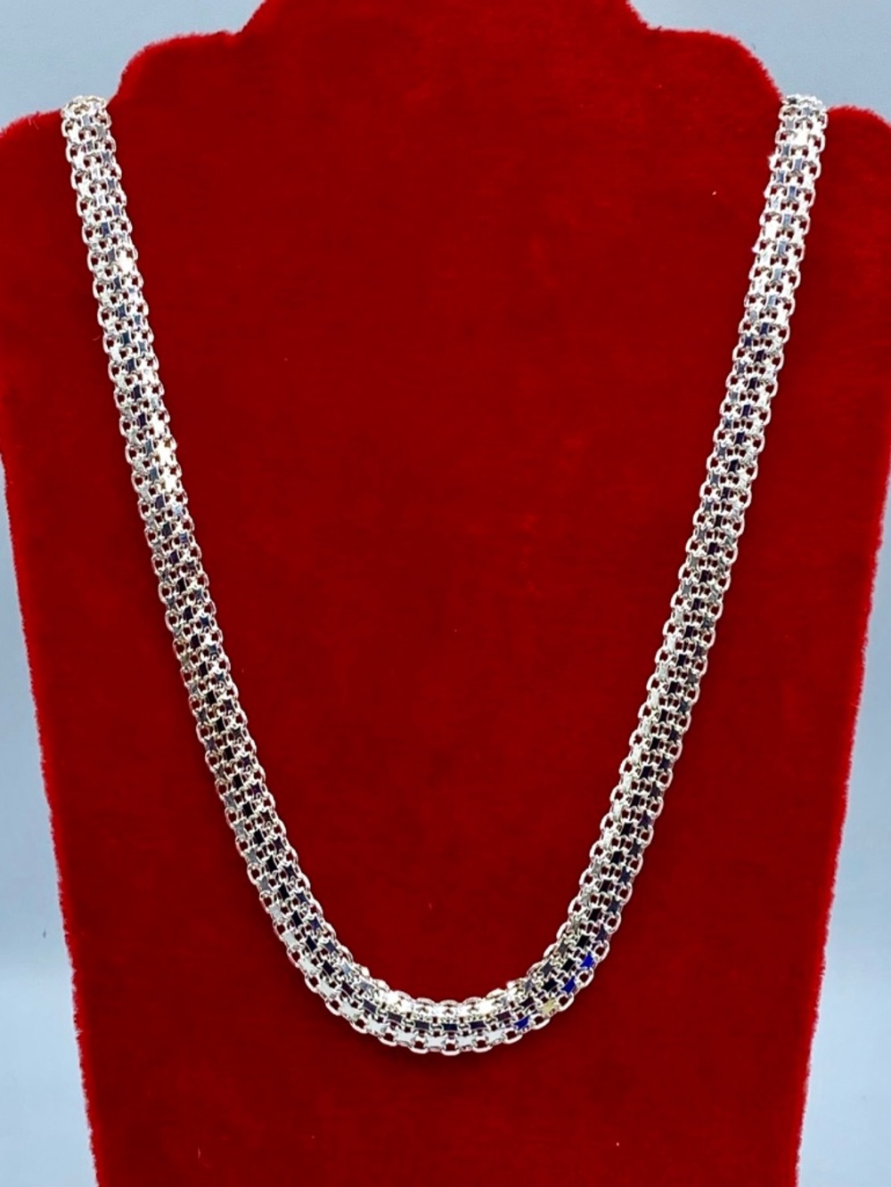 Sterling Silver Milor Italy Flat Braided Chain Necklace
